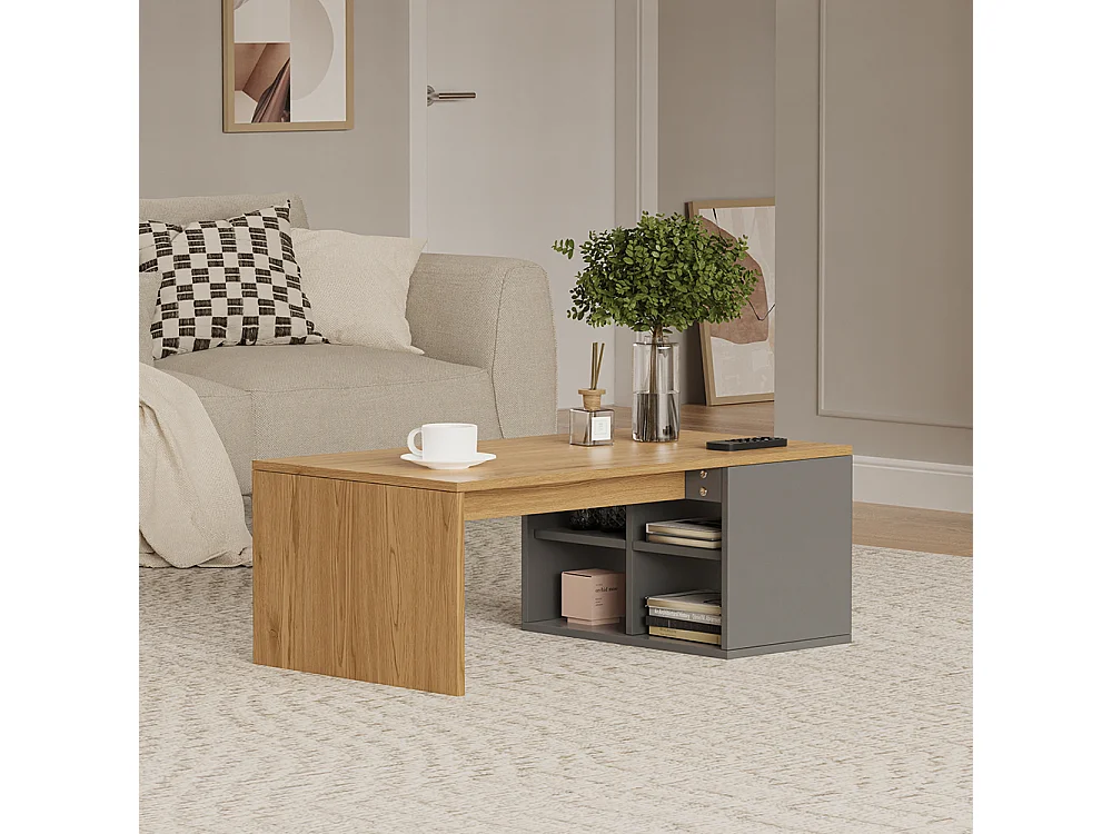 Table basse anthracite 90x50x33.6 kivo