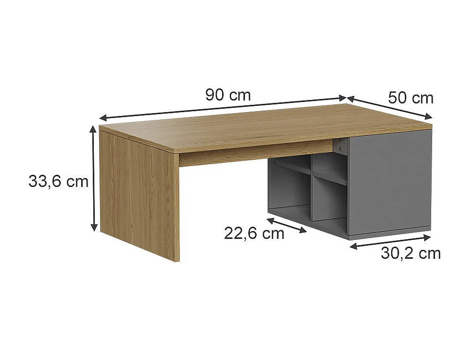 Table basse anthracite 90x50x33.6 kivo
