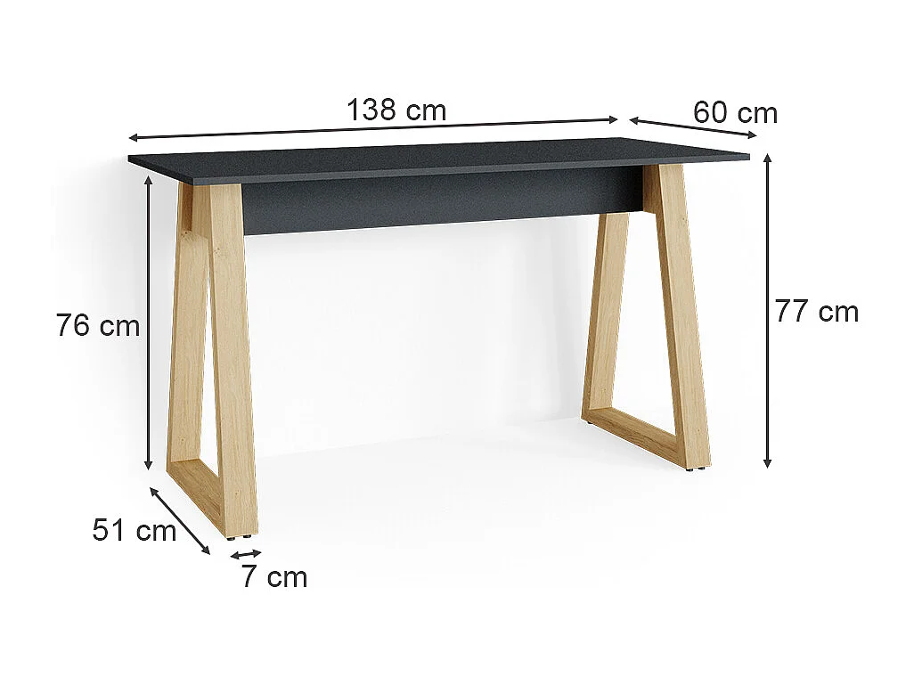 Bureau anthracite 138x60x77 nautica