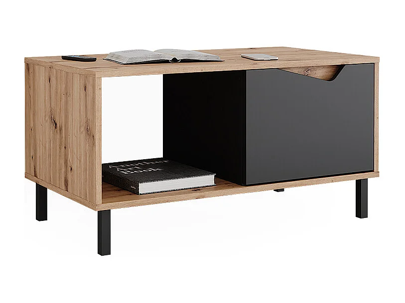 Table basse anthracite/artisan 90x50x47 marelle