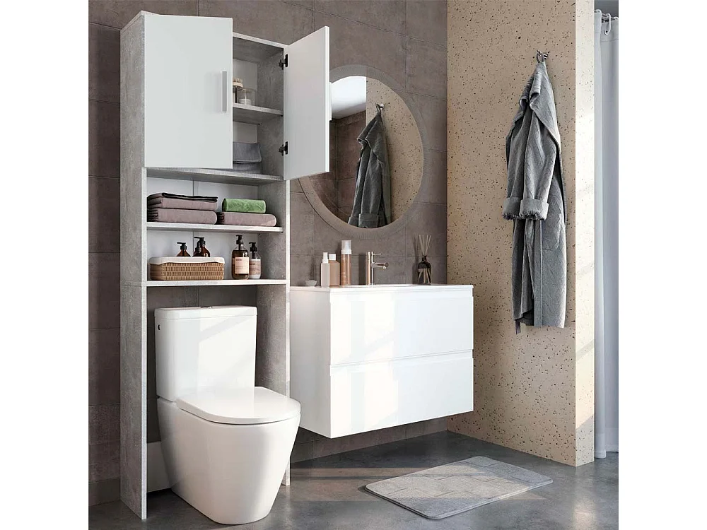 Toiletkast beton/wit 64x26x190