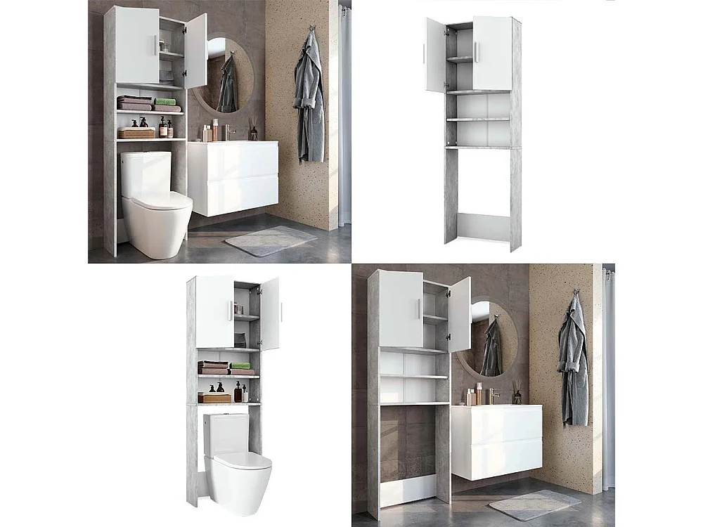 Toiletkast beton/wit 64x26x190