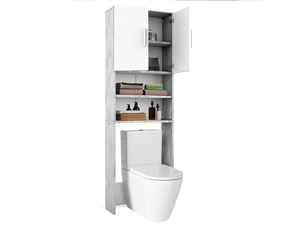 Armoire de toilette béton/blanc 64x26x190