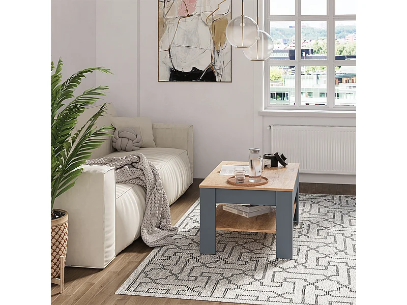 Couchtisch anthrazit/goldkraft eiche 92.2x65x48 milan