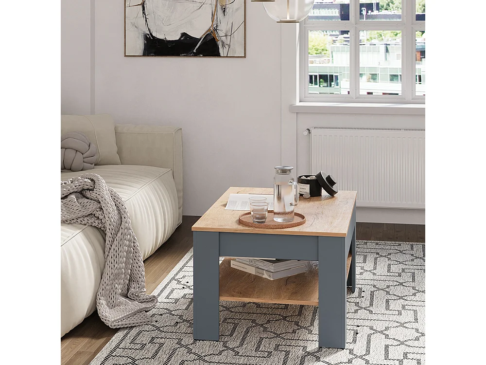 Table basse anthracite/chêne doré 92.2x65x48 milan