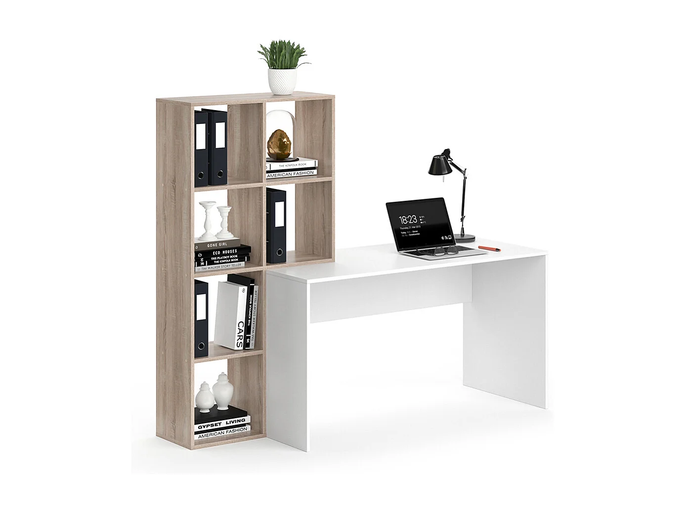 Bureau blanc/sonoma 166.8x59x143 mara