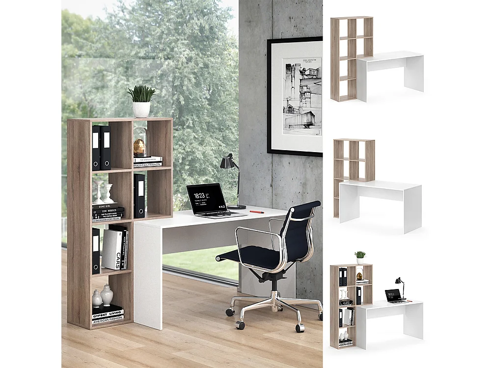 Bureau blanc/sonoma 166.8x59x143 mara