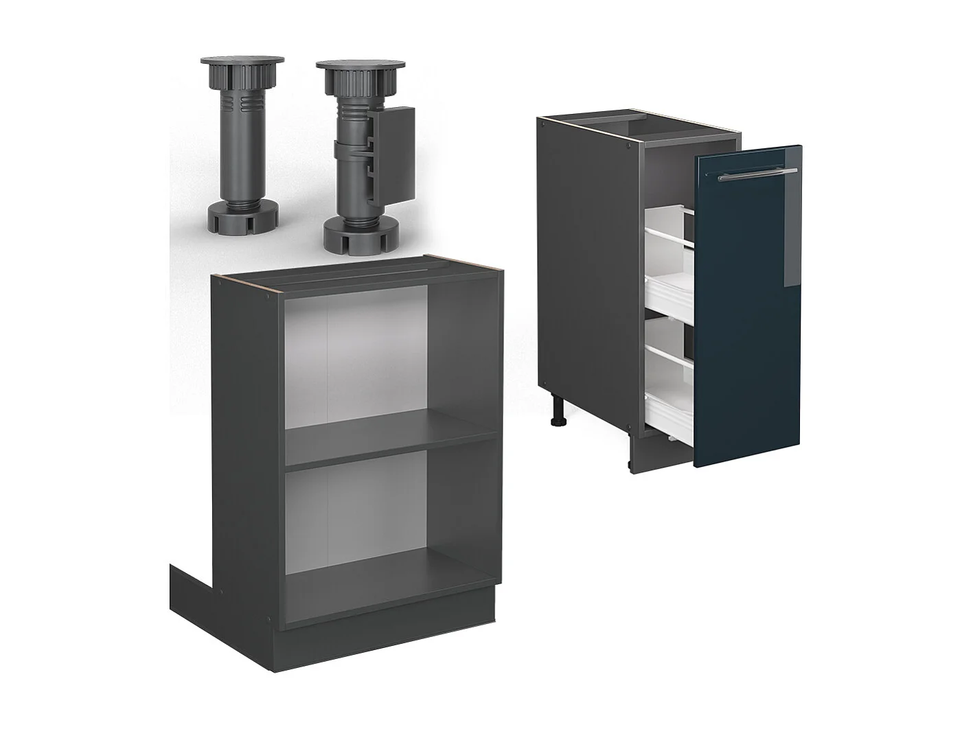 Armoire de cuisine bleu foncé brillant 90x60x82 fame-line