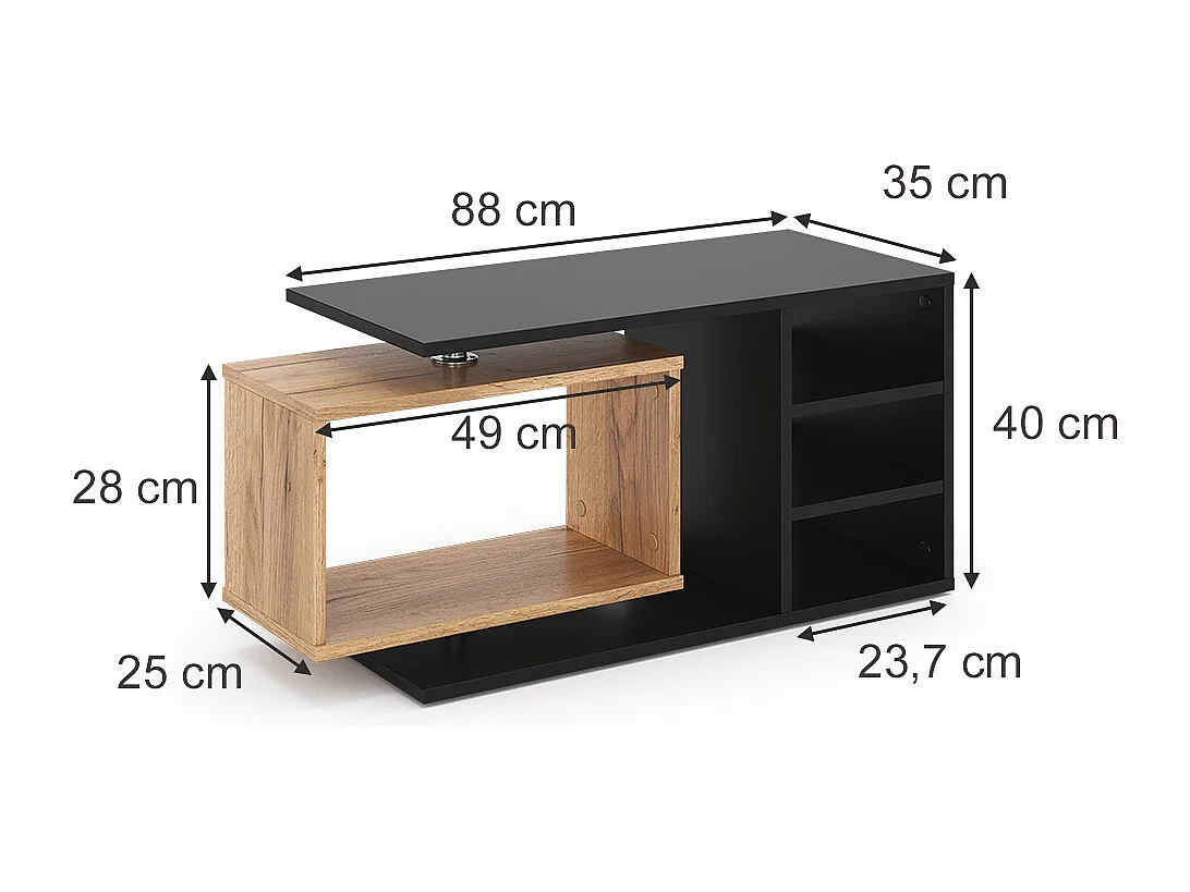 Table basse noir 88x35x40 rafi