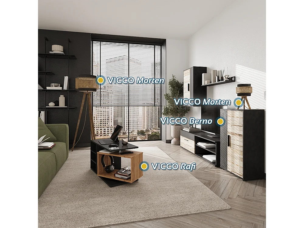 Sofabord sort 88x35x40 rafi