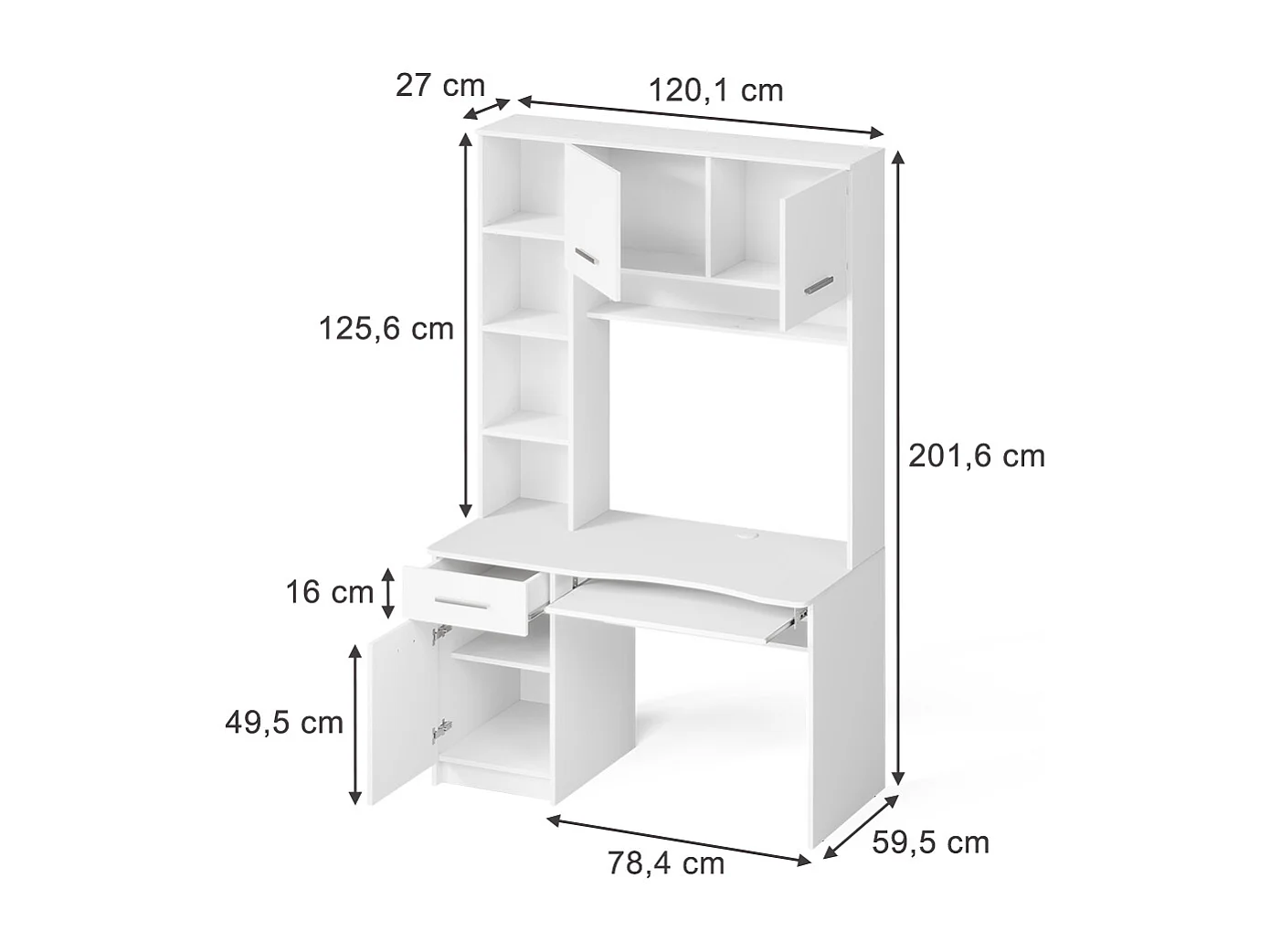 Schreibtisch weiß 120.1x59.5x201.6 crossline
