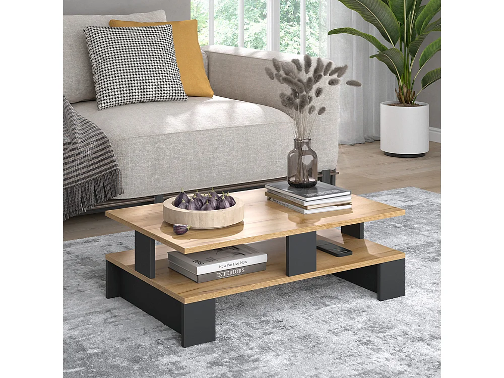 Couchtisch goldkraft eiche/anthrazit 80x50x28 belina