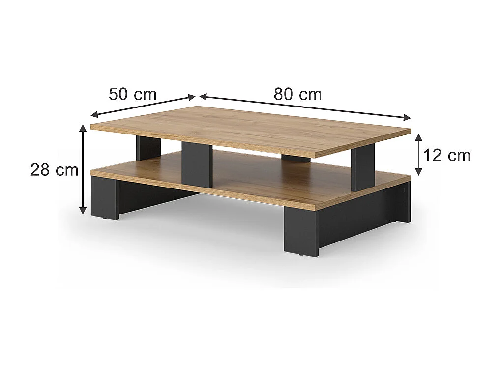 Couchtisch goldkraft eiche/anthrazit 80x50x28 belina
