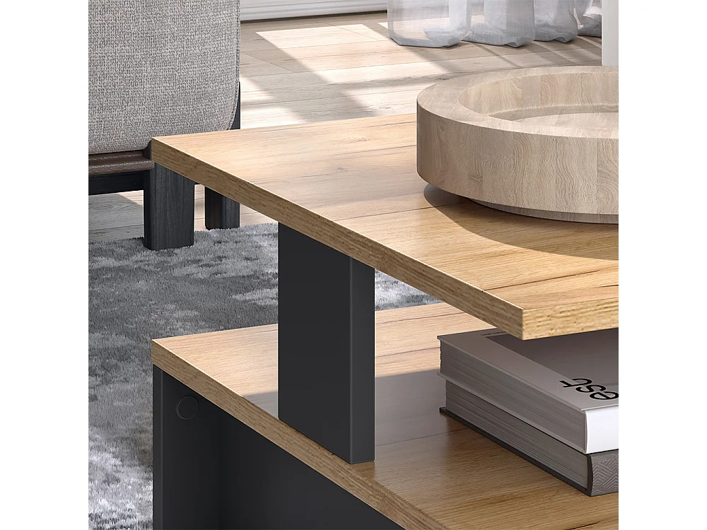 Couchtisch goldkraft eiche/anthrazit 80x50x28 belina