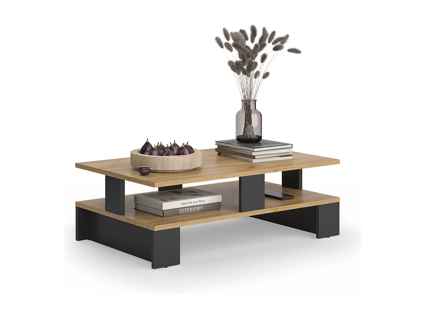 Couchtisch goldkraft eiche/anthrazit 80x50x28 belina