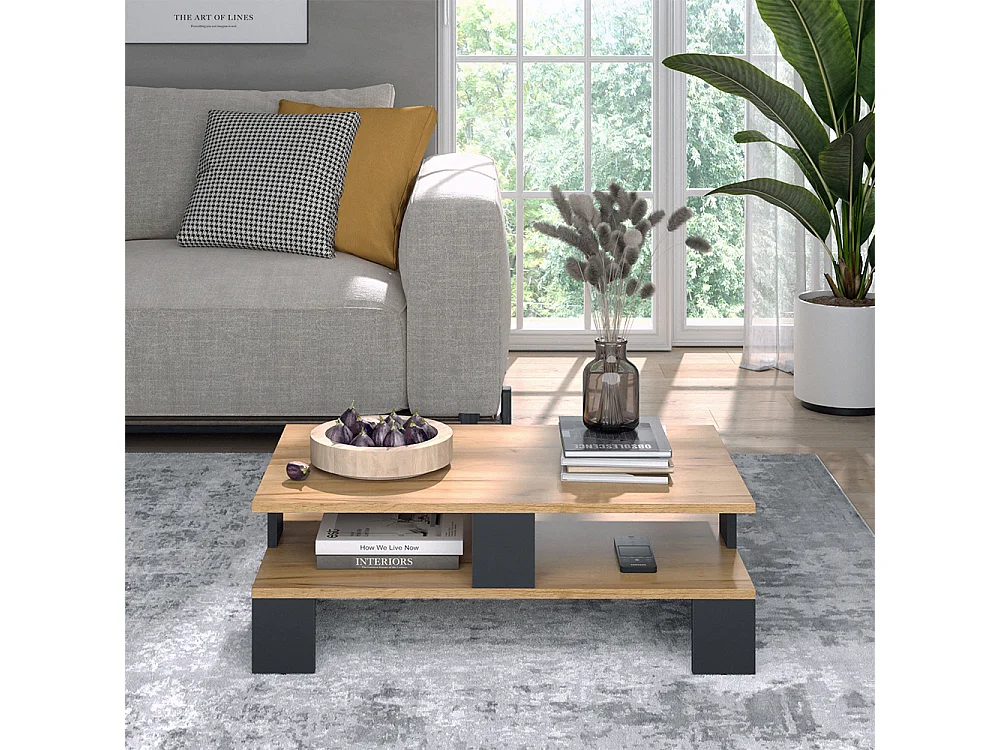 Couchtisch goldkraft eiche/anthrazit 80x50x28 belina