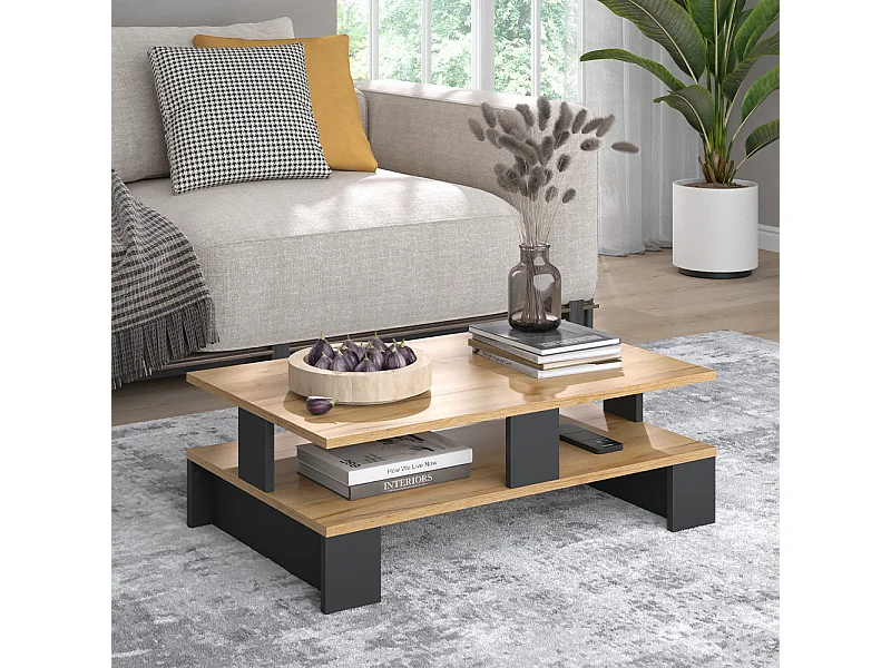 Couchtisch goldkraft eiche/anthrazit 80x50x28 belina