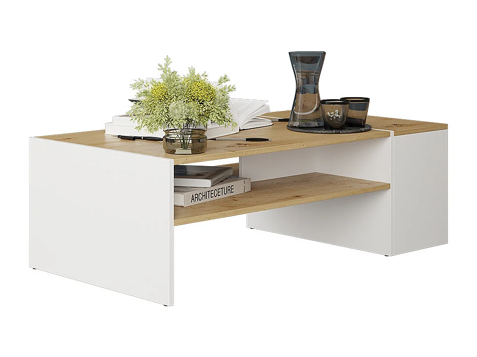 Couchtisch artisan eiche/weiß 110x60x36 rubby