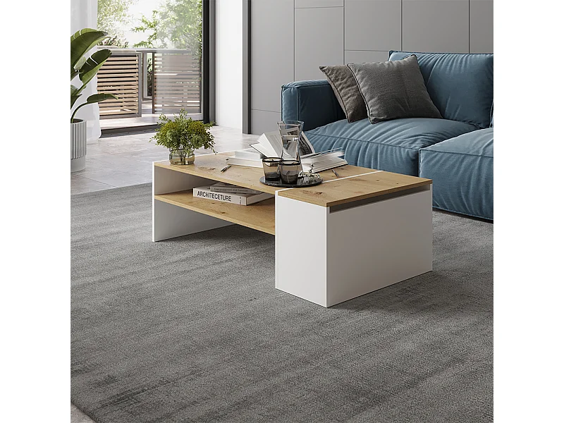 Couchtisch artisan eiche/weiß 110x60x36 rubby