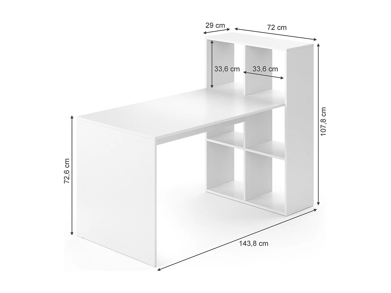 Bureau blanc 72x143.8x107.8 emir