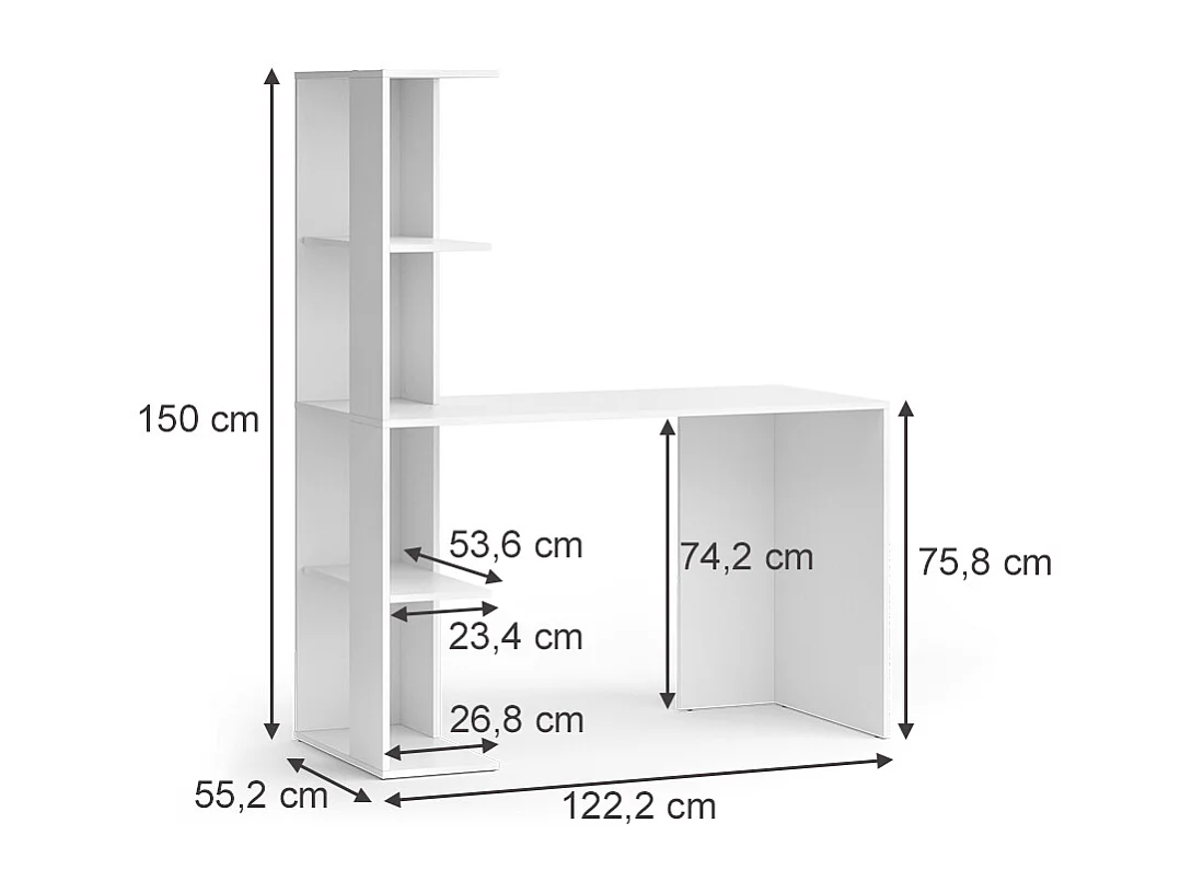 Bureau blanc 122.2x55.2x75.8 tower