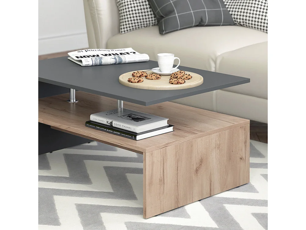 Table basse anthracite/chêne sable 90x60x42 amato