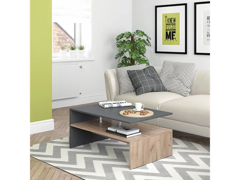 Couchtisch anthrazit/sandeiche 90x60x42 amato