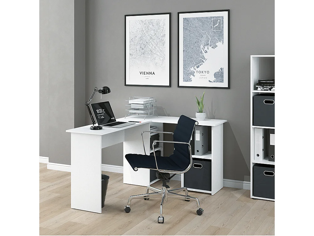 Bureau dangle blanc 136x112x73 carlo