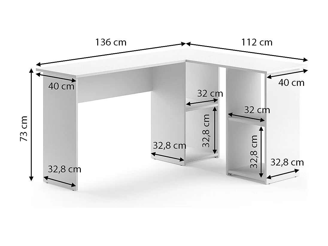 Bureau dangle blanc 136x112x73 carlo