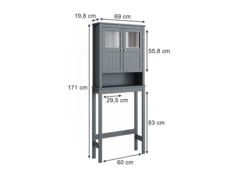 Toiletkast grijs 69x19.8x171 bianco