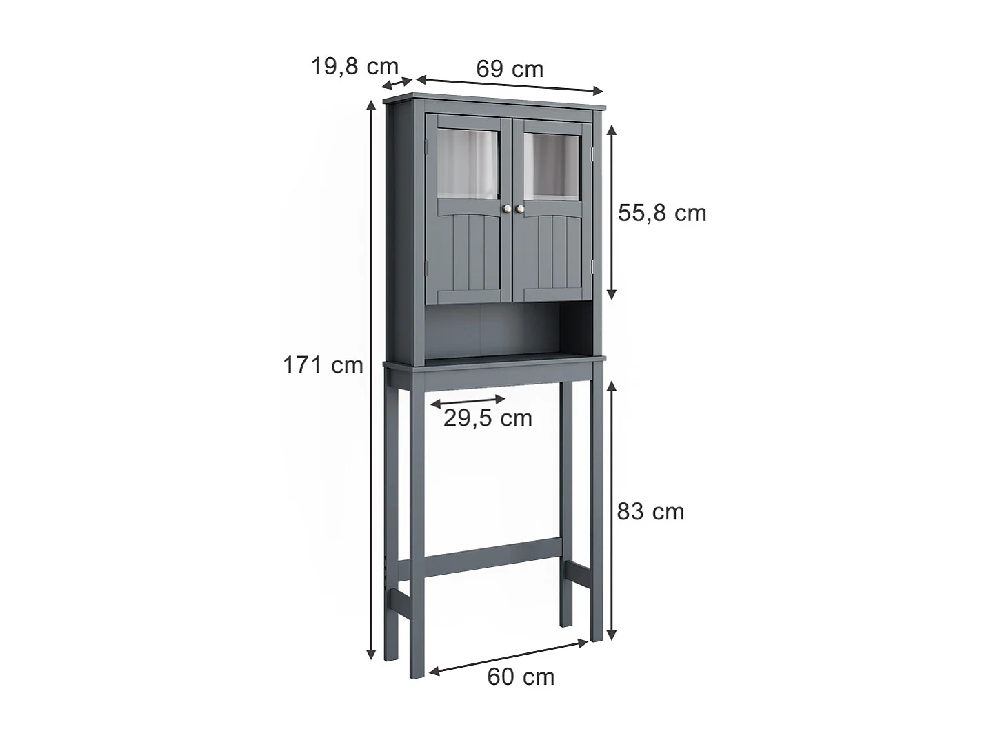 Armoire de toilette gris 69x19.8x171 bianco