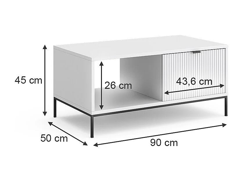Couchtisch weiß 90x50x45 eliza