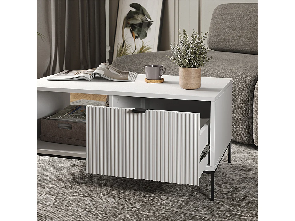 Table basse blanc 90x50x45 eliza