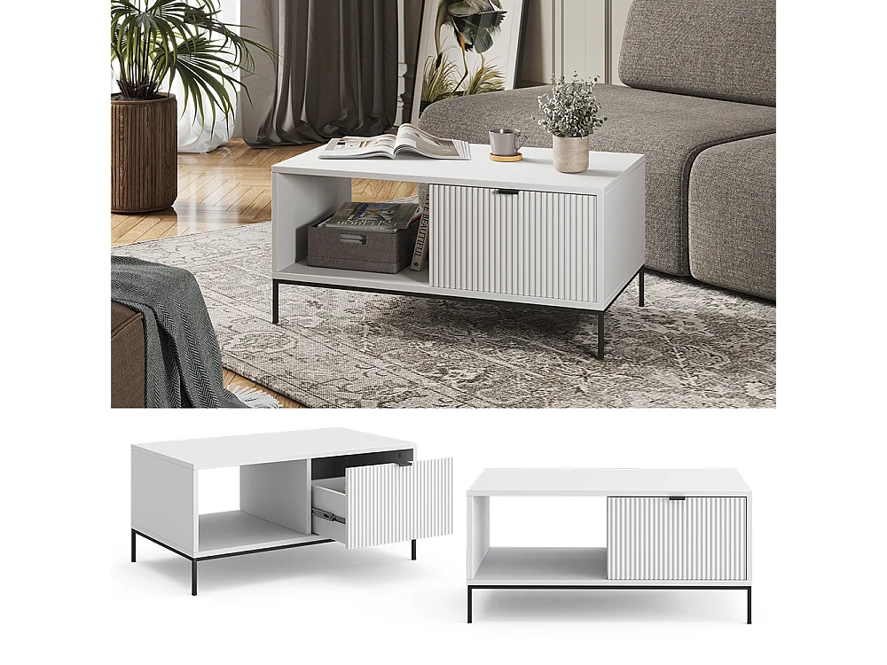 Table basse blanc 90x50x45 eliza