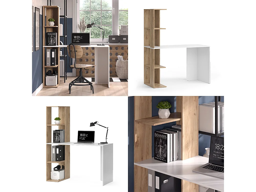 Biurko biały/sonoma 122.2x55.2x75.8 tower