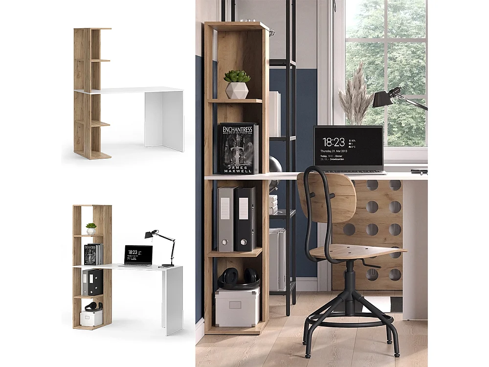 Bureau blanc/sonoma 122.2x55.2x75.8 tower