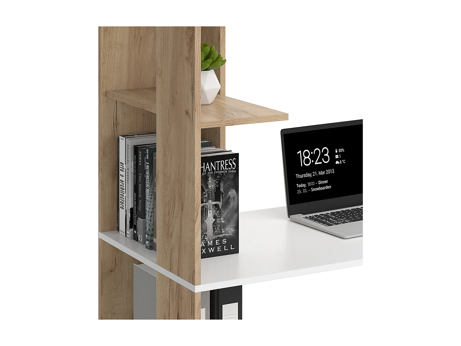 Bureau blanc/sonoma 122.2x55.2x75.8 tower