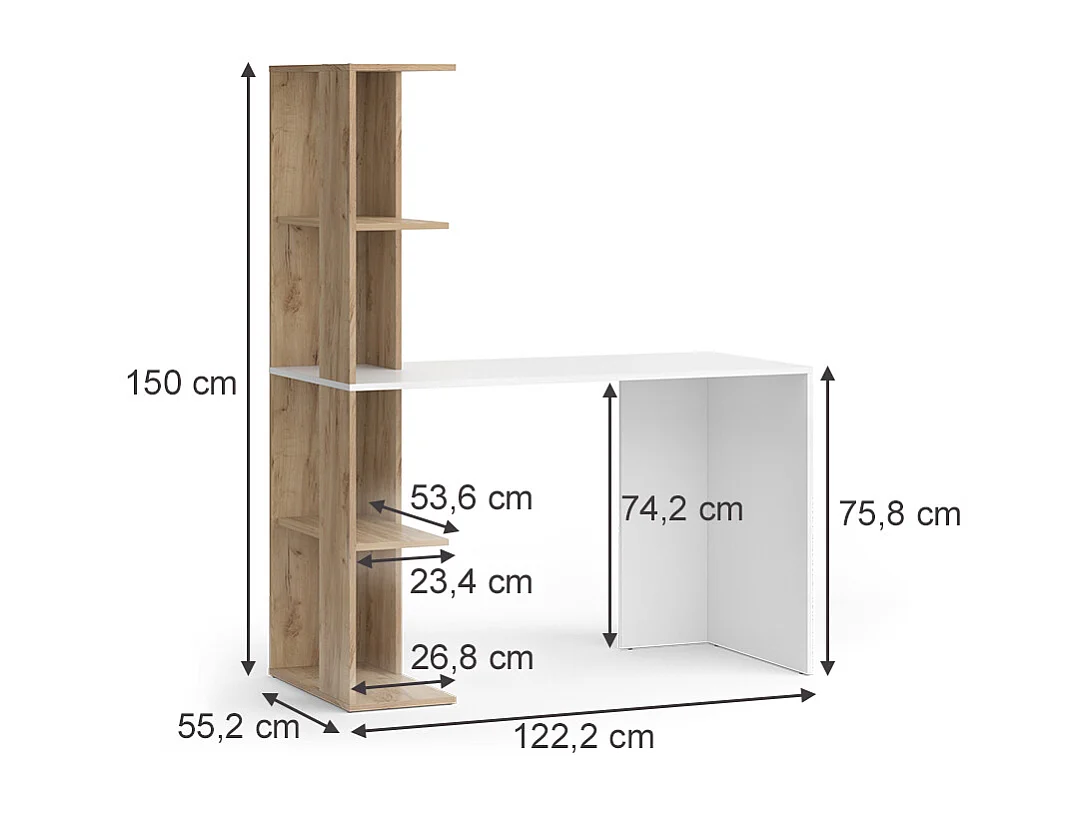 Bureau blanc/sonoma 122.2x55.2x75.8 tower
