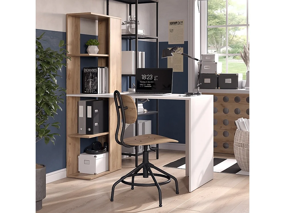 Bureau blanc/sonoma 122.2x55.2x75.8 tower