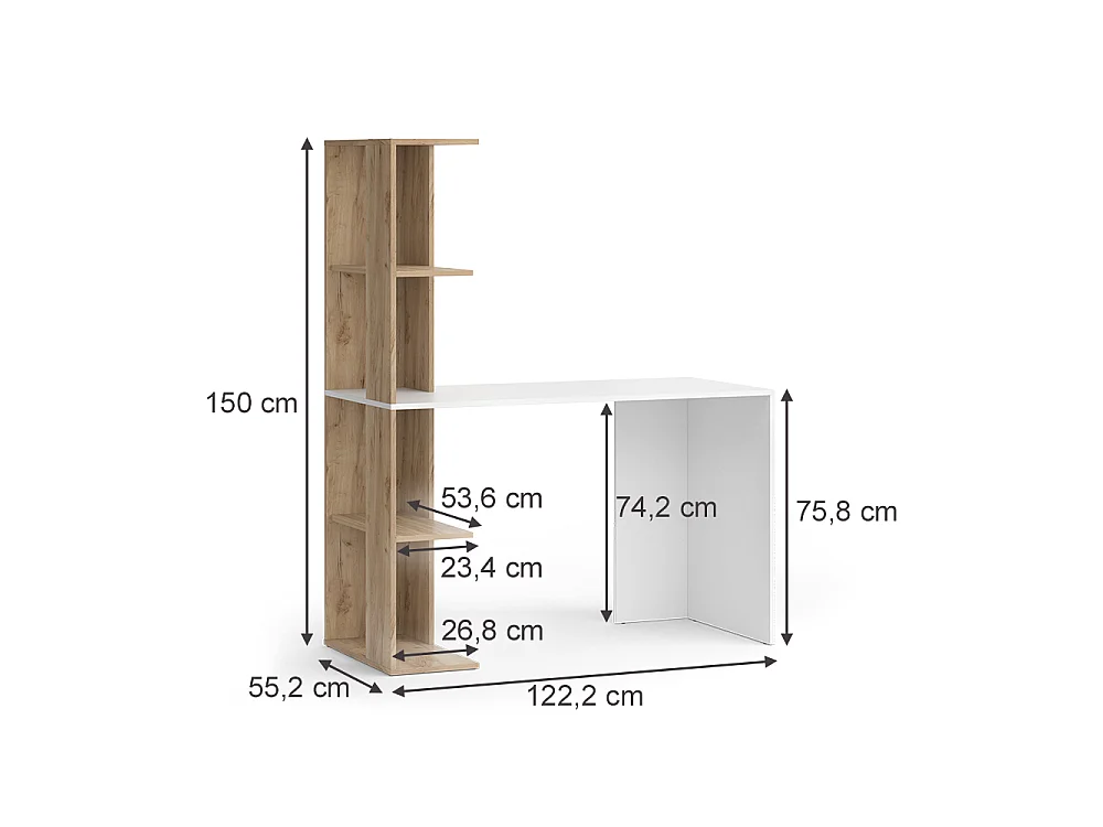 Bureau blanc/sonoma 122.2x55.2x75.8 tower