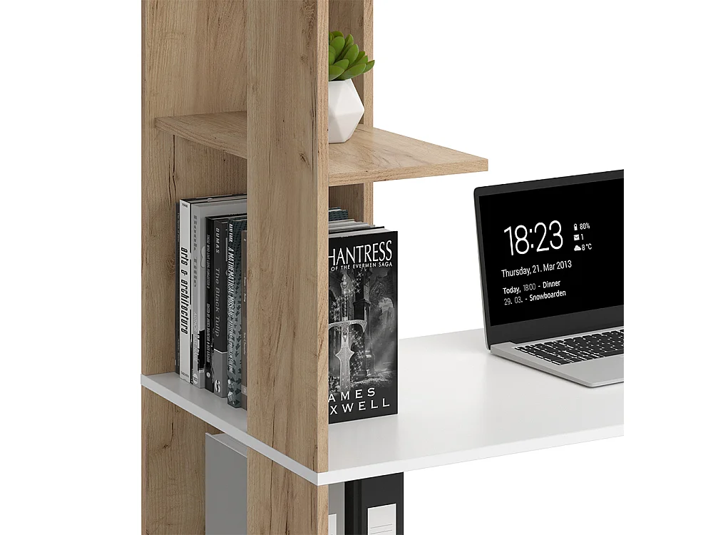 Bureau blanc/sonoma 122.2x55.2x75.8 tower