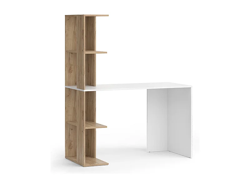 Scrivania con ripiani bianco/sonoma 122.2x55.2x75.8 tower