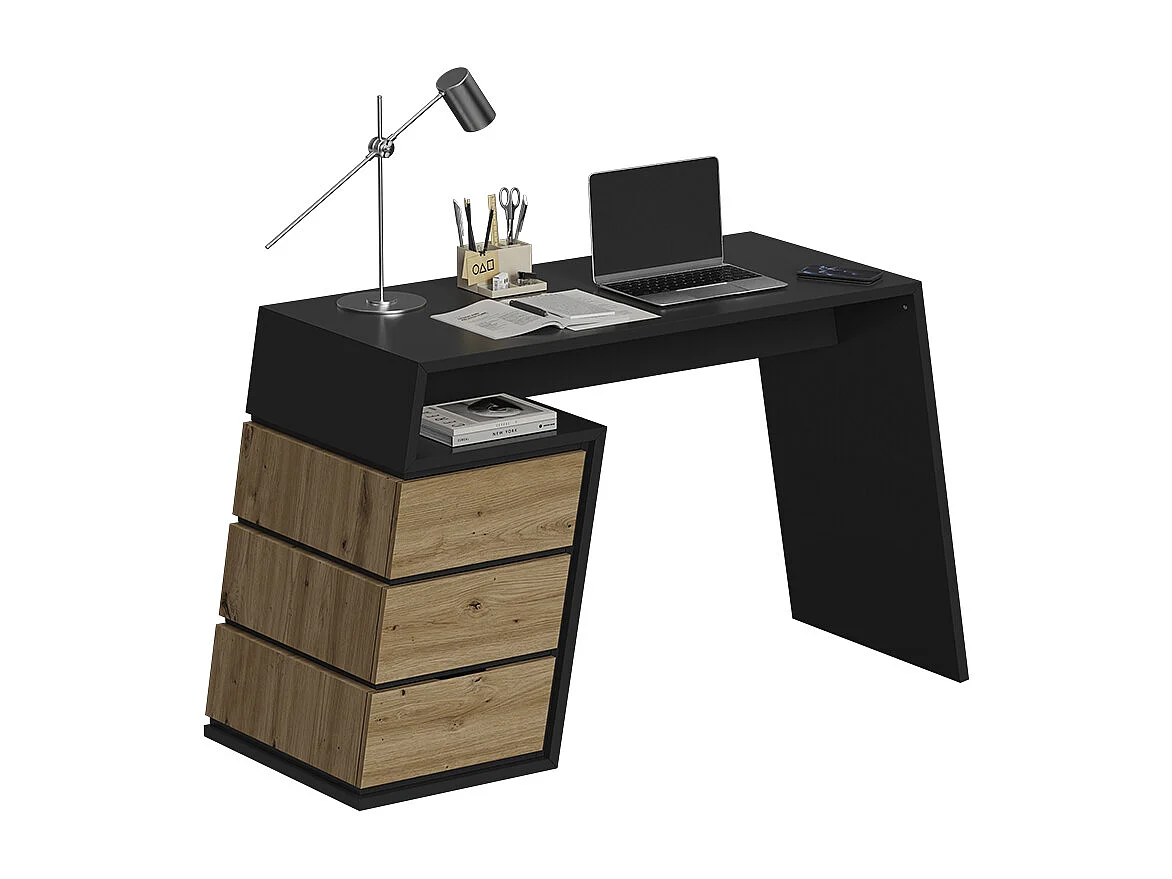 Bureau anthracite/chêne 105x50x75 okaro