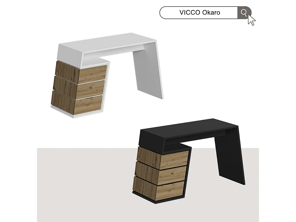 Bureau anthracite/chêne 105x50x75 okaro