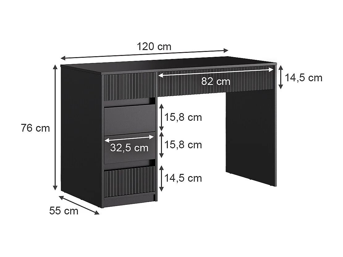 Bureau zwart 120x55x76 omira