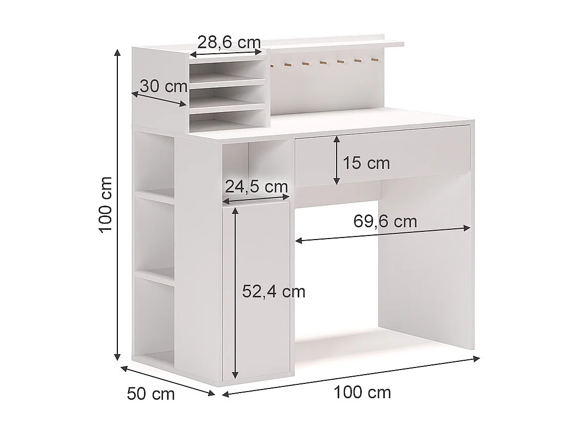 Bureau blanc 100x50x100