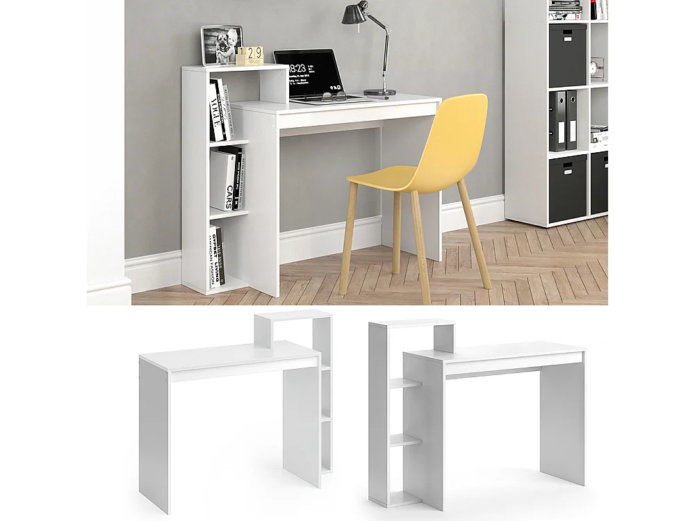 Scrivania con ripiani bianco 110x40x91 leo