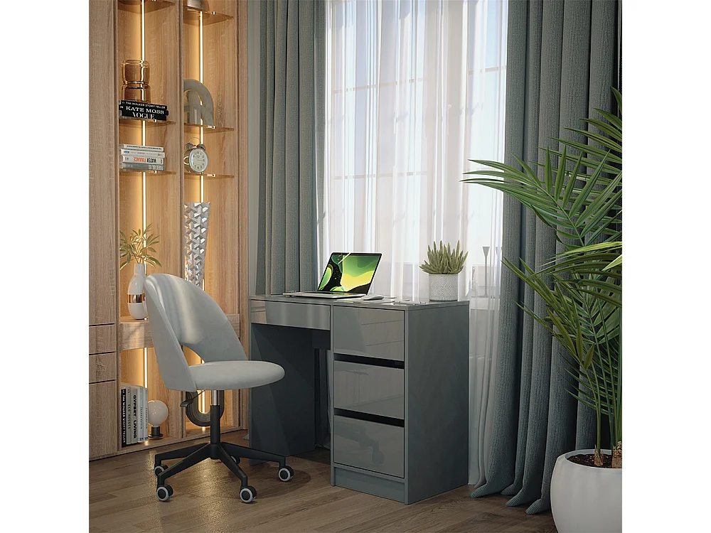 Bureau gris haute brillance 90x40x75 sherry