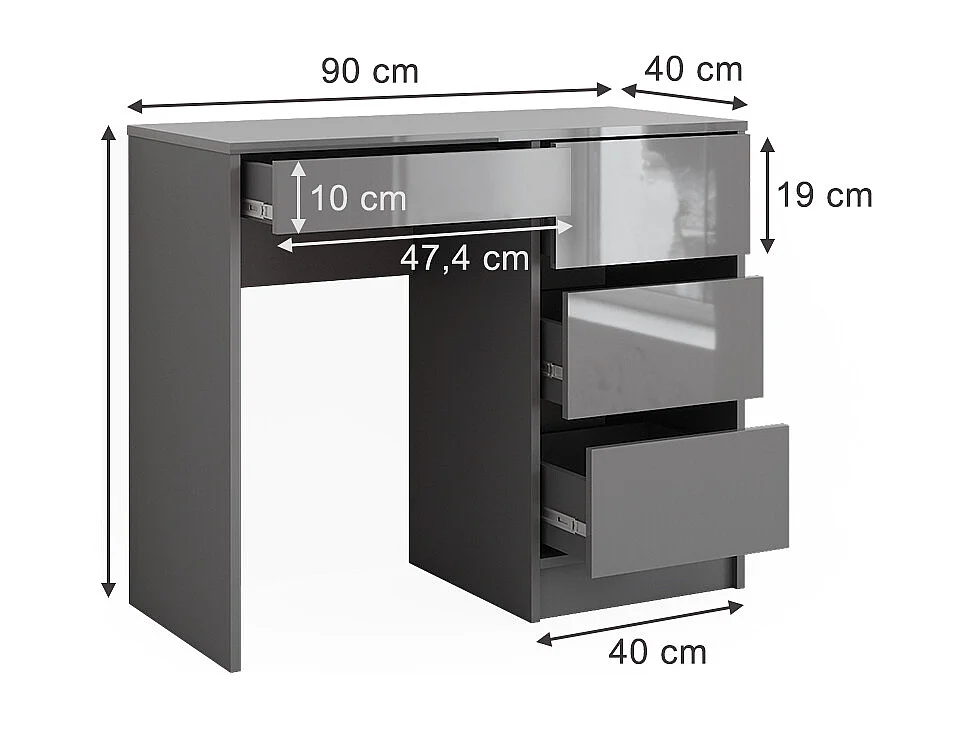 Bureau gris haute brillance 90x40x75 sherry