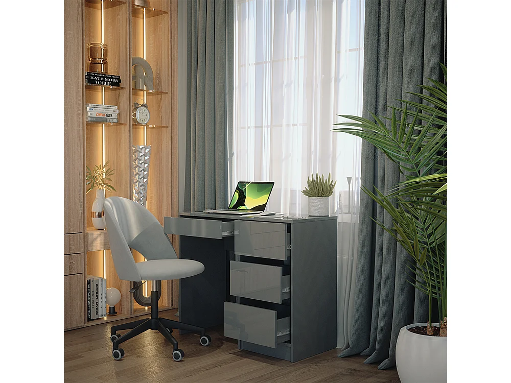 Bureau gris haute brillance 90x40x75 sherry